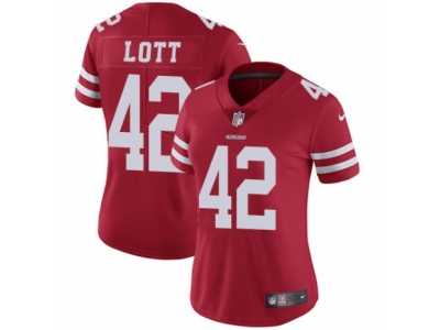 Women's Nike San Francisco 49ers #42 Ronnie Lott Vapor Untouchable Limited Red Team Color NFL Jersey