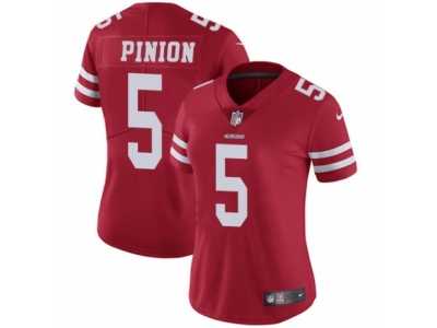 Women's Nike San Francisco 49ers #5 Bradley Pinion Vapor Untouchable Limited Red Team Color NFL Jersey