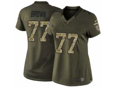 Women's Nike San Francisco 49ers #77 Trent Brown Limited Green Salute to Service NFL Jersey