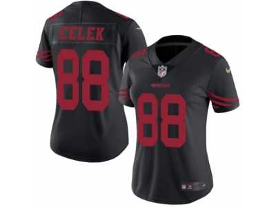 Women's Nike San Francisco 49ers #88 Garrett Celek Limited Black Rush NFL Jersey