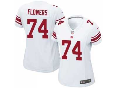 Women Nike Giants #74 Ereck Flowers White Stitched NFL Elite Jersey