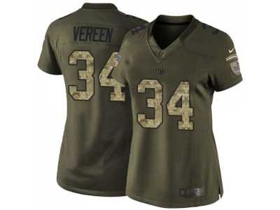 Women Nike New York Giants #34 Shane Vereen Green Salute to Service Jerseys