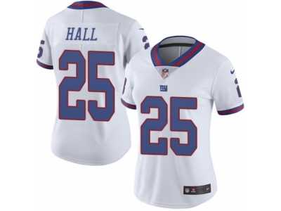 Women's Nike New York Giants #25 Leon Hall Limited White Rush NFL Jersey