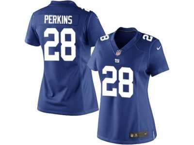 Women's Nike New York Giants #28 Paul Perkins Limited Royal Blue Team Color NFL Jersey