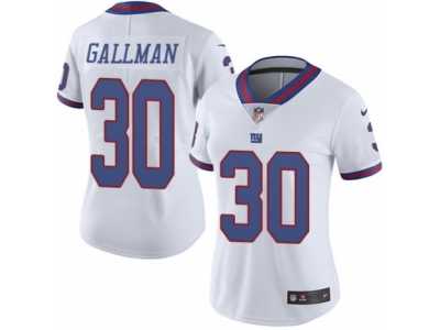 Women's Nike New York Giants #30 Wayne Gallman Limited White Rush NFL Jersey