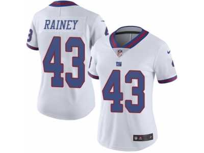 Women's Nike New York Giants #43 Bobby Rainey Limited White Rush NFL Jersey
