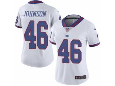 Women's Nike New York Giants #46 Will Johnson Limited White Rush NFL Jersey