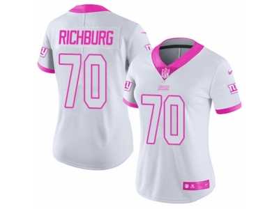 Women's Nike New York Giants #70 Weston Richburg Limited White-Pink Rush Fashion NFL Jersey