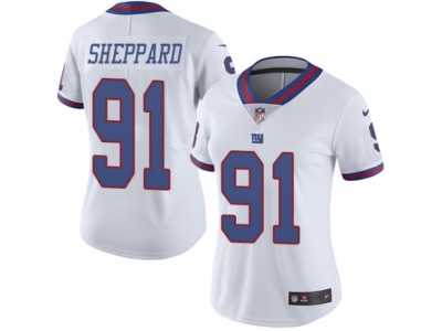 Women's Nike New York Giants #91 Kelvin Sheppard Limited White Rush NFL Jersey
