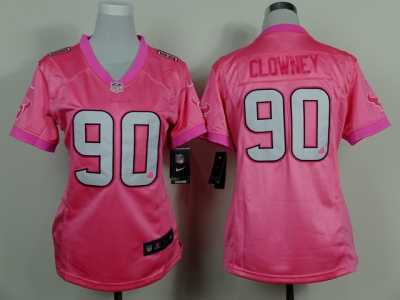 Nike women houston texans #90 clowney pink jerseys