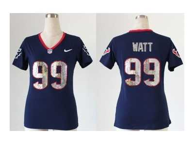 Nike women jerseys houston texans #99 watt blue[Handwork Sequin lettering Fashion]
