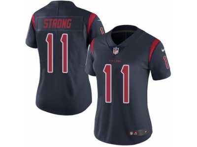 Women's Nike Houston Texans #11 Jaelen Strong Limited Navy Blue Rush NFL Jersey