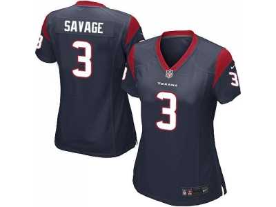 Women's Nike Houston Texans #3 Tom Savage Navy Blue Team Color Stitched NFL Elite Jersey