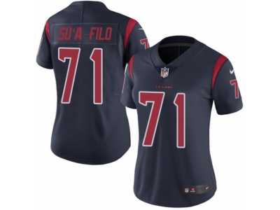 Women's Nike Houston Texans #71 Xavier Su'a-Filo Limited Navy Blue Rush NFL Jersey