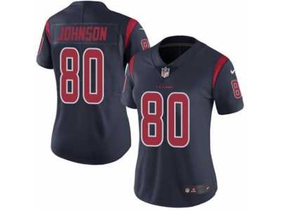 Women's Nike Houston Texans #80 Andre Johnson Limited Navy Blue Rush NFL Jersey