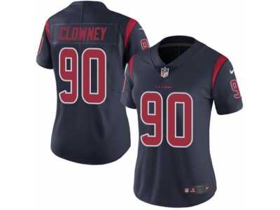 Women's Nike Houston Texans #90 Jadeveon Clowney Limited Navy Blue Rush NFL Jersey
