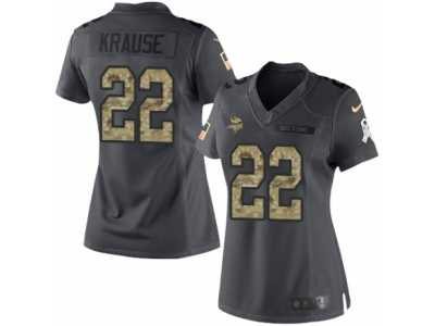 Women's Nike Minnesota Vikings #22 Paul Krause Limited Black 2016 Salute to Service NFL Jersey