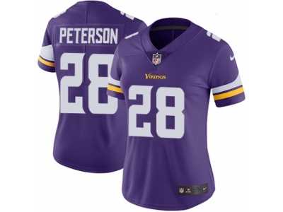 Women's Nike Minnesota Vikings #28 Adrian Peterson Vapor Untouchable Limited Purple Team Color NFL Jersey