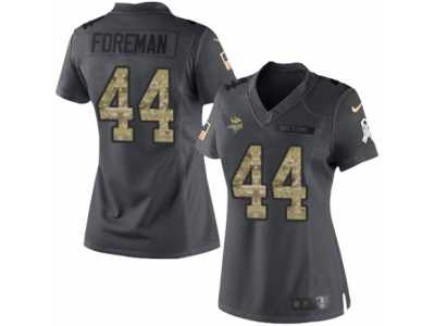 Women's Nike Minnesota Vikings #44 Chuck Foreman Limited Black 2016 Salute to Service NFL Jersey