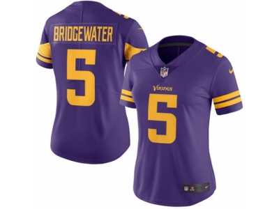 Women's Nike Minnesota Vikings #5 Teddy Bridgewater Limited Purple Rush NFL Jersey