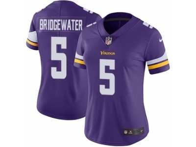 Women's Nike Minnesota Vikings #5 Teddy Bridgewater Vapor Untouchable Limited Purple Team Color NFL Jerseyy