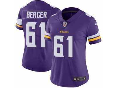 Women's Nike Minnesota Vikings #61 Joe Berger Vapor Untouchable Limited Purple Team Color NFL Jersey