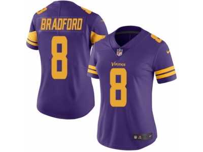 Women's Nike Minnesota Vikings #8 Sam Bradford Limited Purple Rush NFL Jersey