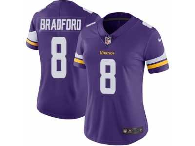 Women's Nike Minnesota Vikings #8 Sam Bradford Vapor Untouchable Limited Purple Team Color NFL Jersey