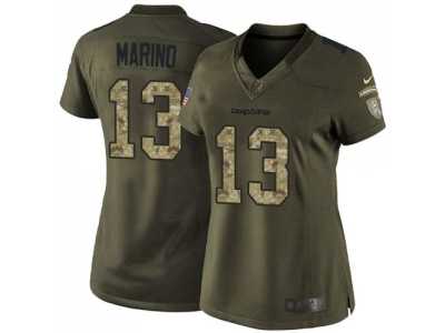 Women Nike Miami Dolphins #13 Dan Marino Green Salute to Service Jerseys