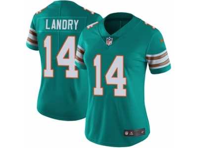 Women's Nike Miami Dolphins #14 Jarvis Landry Vapor Untouchable Limited Aqua Green Alternate NFL Jersey