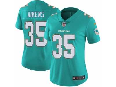 Women's Nike Miami Dolphins #35 Walt Aikens Vapor Untouchable Limited Aqua Green Team Color NFL Jersey