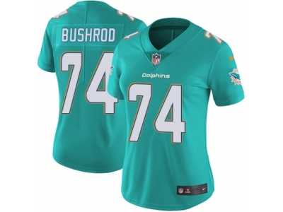 Women's Nike Miami Dolphins #74 Jermon Bushrod Vapor Untouchable Limited Aqua Green Team Color NFL Jersey