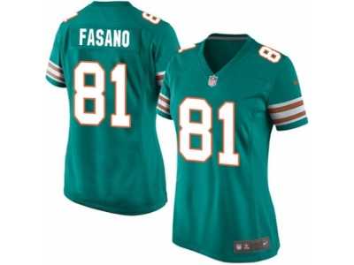 Women's Nike Miami Dolphins #81 Anthony Fasano Limited Aqua Green Alternate NFL Jersey