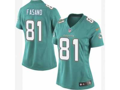 Women's Nike Miami Dolphins #81 Anthony Fasano Limited Aqua Green Team Color NFL Jersey