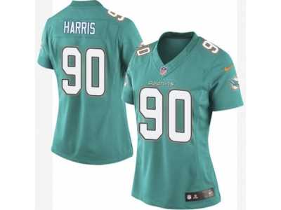 Women's Nike Miami Dolphins #90 Charles Harris Limited Aqua Green Team Color NFL Jersey