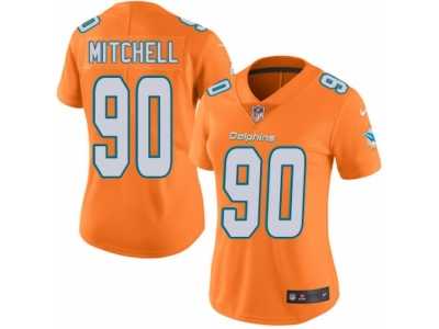 Women's Nike Miami Dolphins #90 Earl Mitchell Limited Orange Rush NFL Jersey