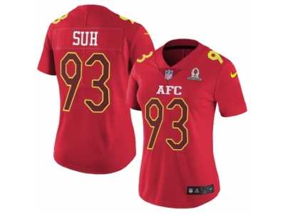 Women's Nike Miami Dolphins #93 Ndamukong Suh Limited Red 2017 Pro Bowl NFL Jersey