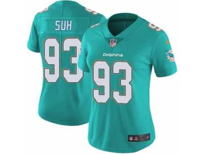 Women's Nike Miami Dolphins #93 Ndamukong Suh Vapor Untouchable Limited Aqua Green Team Color NFL Jersey