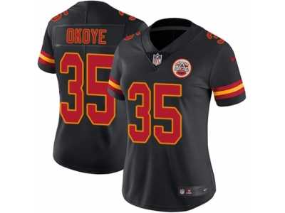 Women's Nike Kansas City Chiefs #35 Christian Okoye Limited Black Rush NFL Jersey