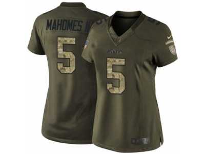 Women's Nike Kansas City Chiefs #5 Patrick Mahomes II Limited Green Salute to Service NFL Jersey