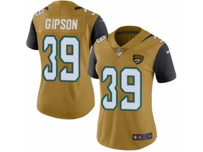 Women's Nike Jacksonville Jaguars #39 Tashaun Gipson Limited Gold Rush NFL Jersey