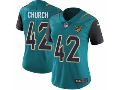 Women's Nike Jacksonville Jaguars #42 Barry Church Vapor Untouchable Limited Teal Green Team Color NFL Jersey