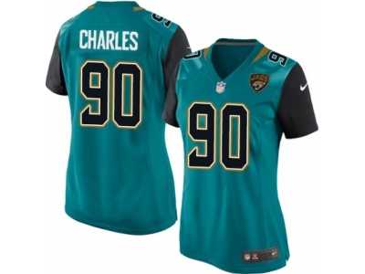 Women's Nike Jacksonville Jaguars #90 Stefan Charles Game Teal Green Team Color NFL Jersey