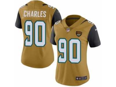 Women's Nike Jacksonville Jaguars #90 Stefan Charles Limited Gold Rush NFL Jersey