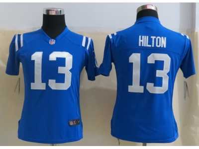 Nike Women Indianapolis Colts #13 Hilton Blue Jerseys