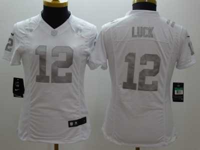 Women Nike Indianapolis Colts #12 Andrew Luck Platinum White Jerseys