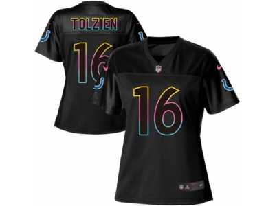 Women's Nike Indianapolis Colts #16 Scott Tolzien Game Black Fashion NFL Jersey