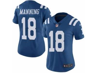 Women's Nike Indianapolis Colts #18 Peyton Manning Limited Royal Blue Rush NFL Jersey