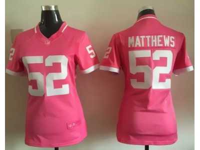 2015 Women Nike Green Bay Packers #52 Clay Matthews Pink Jerseys