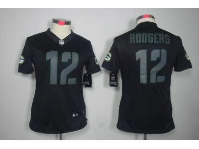 Nike Women Green Bay Packers #12 Aaron Rodgers black jerseys[impact limited]